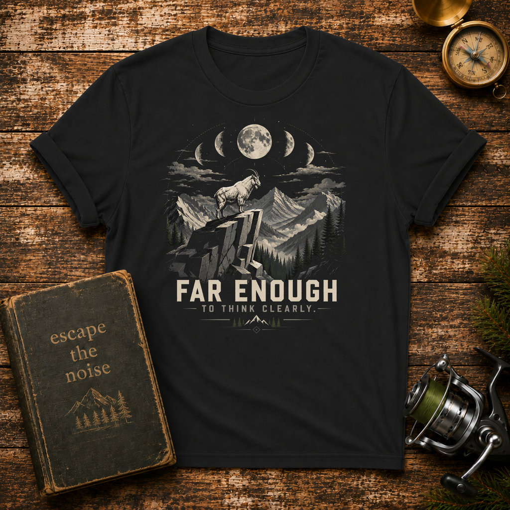 "Far Enough to Think Clearly" Mountain Moon Adventure Tee