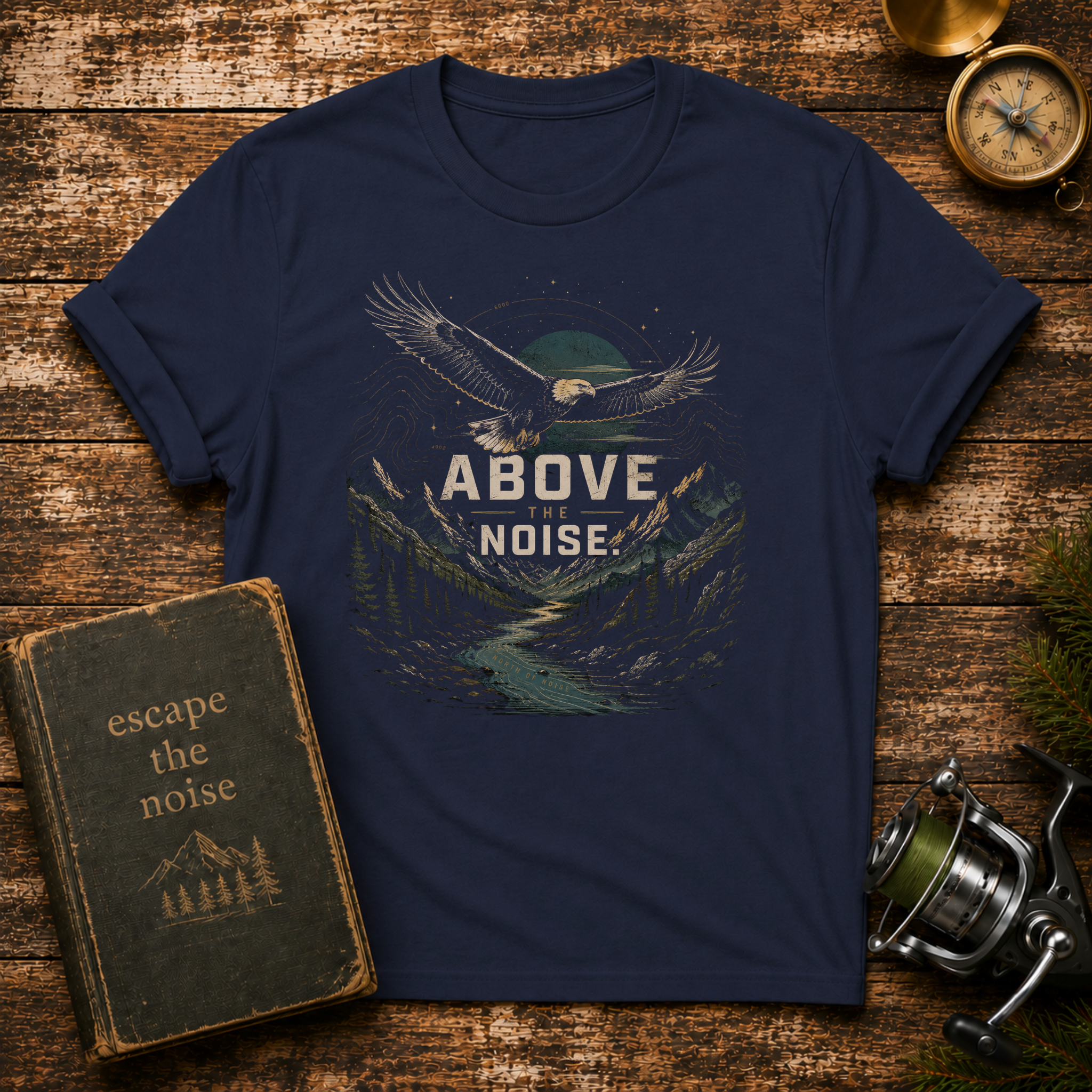 Above Noise Eagle T-Shirt — Outdoor Adventure Graphic Tee