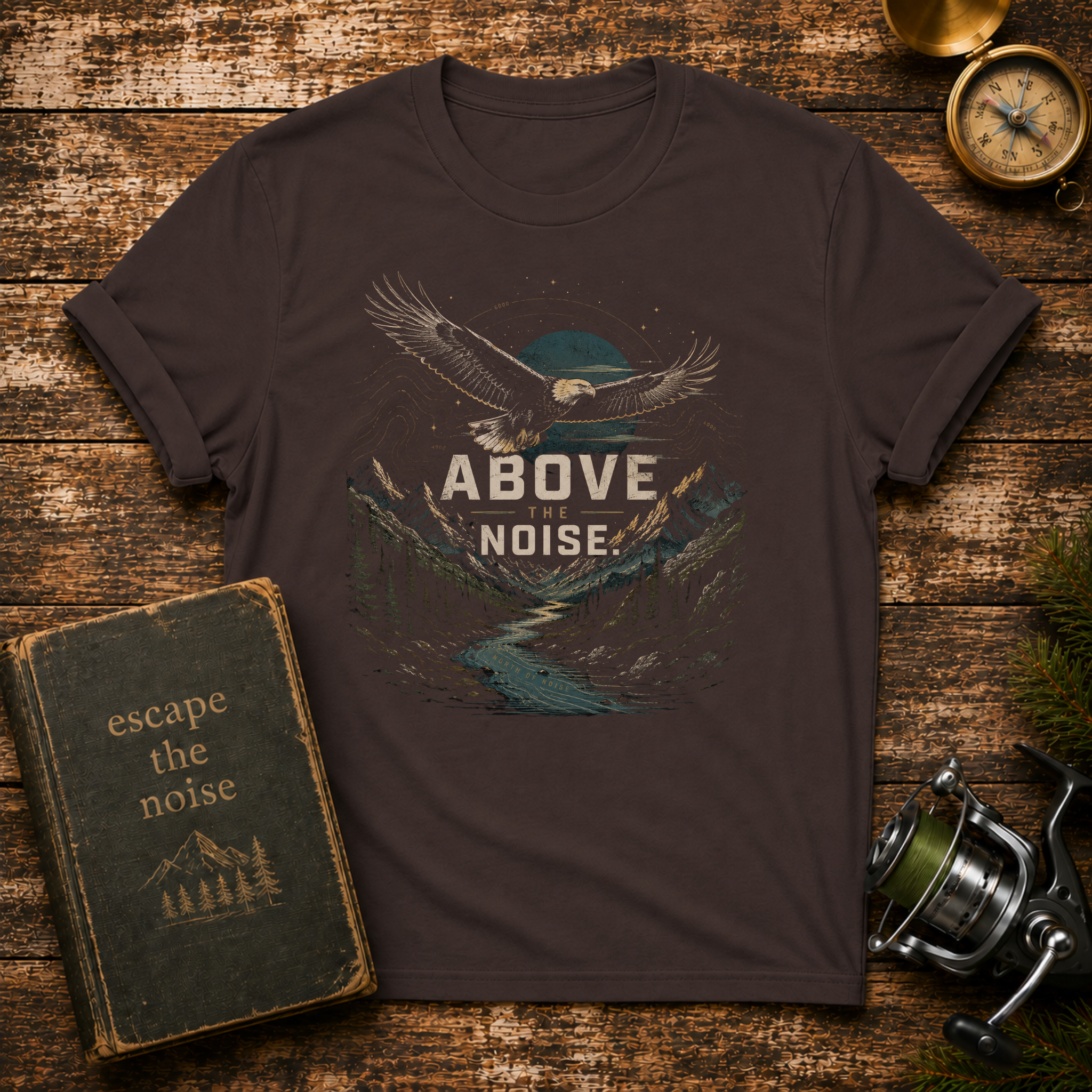 Above Noise Eagle T-Shirt — Outdoor Adventure Graphic Tee