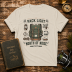 Adventure T-Shirt — "Pack Light, North of Noise" Backpack Camping Graphic