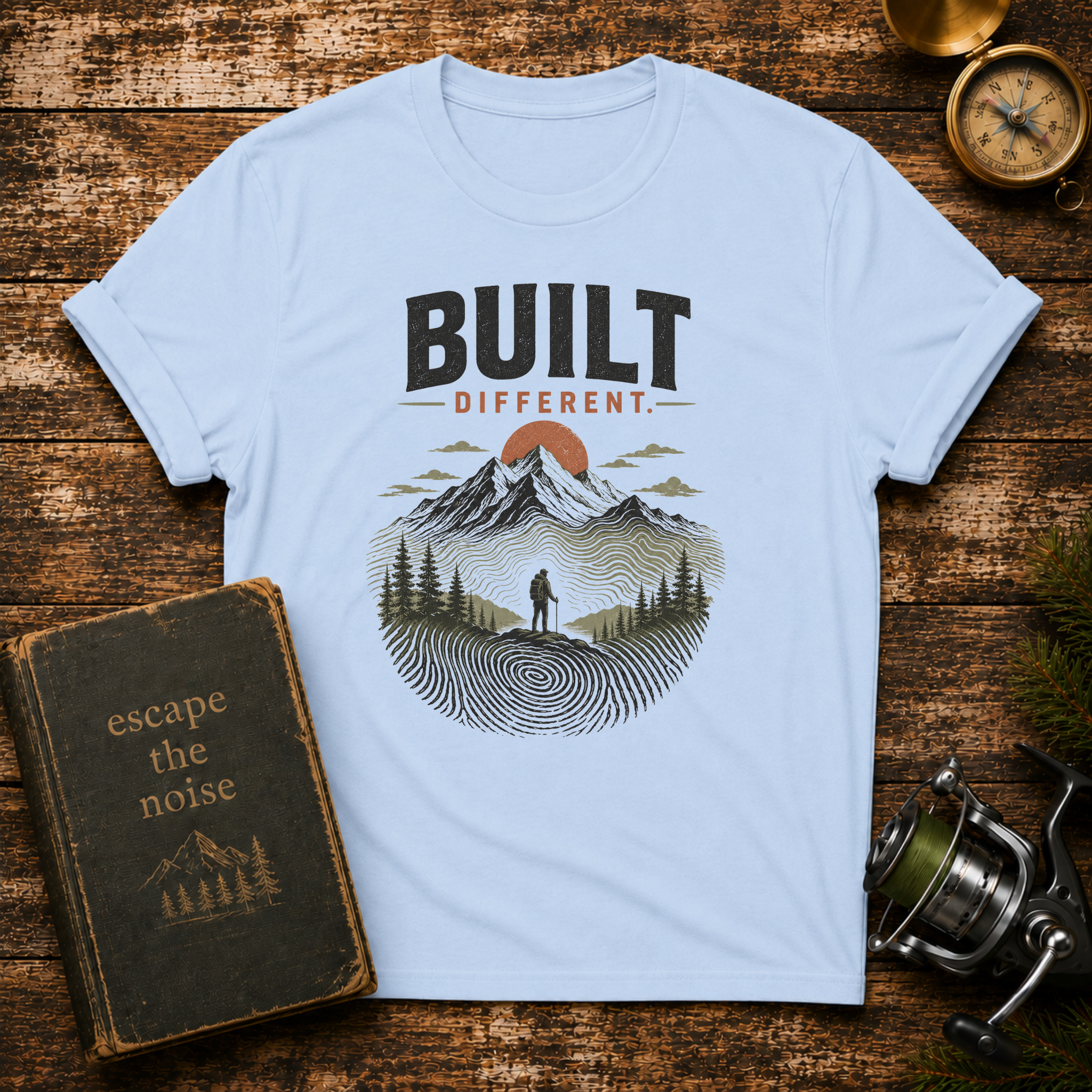 Built Different Mountain T-Shirt — Outdoor Adventure Graphic Tee