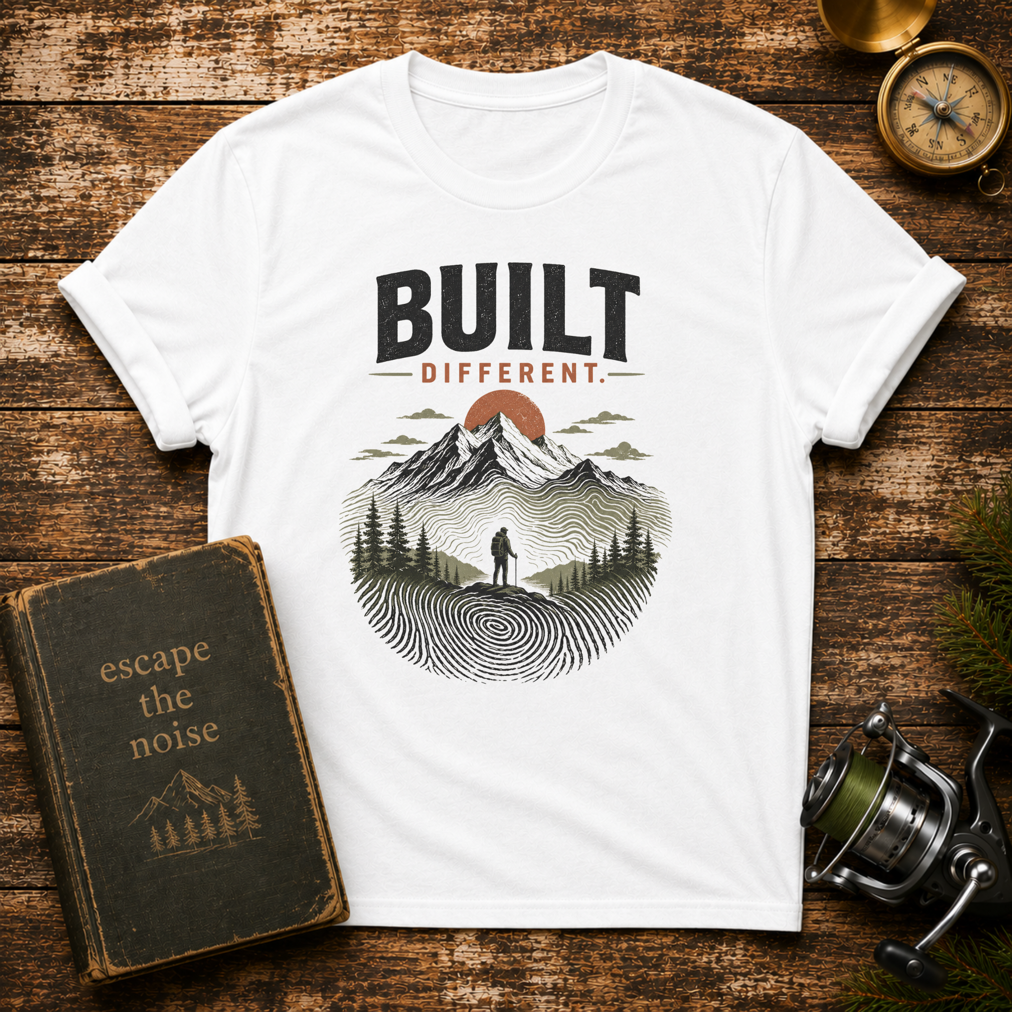Built Different Mountain T-Shirt — Outdoor Adventure Graphic Tee
