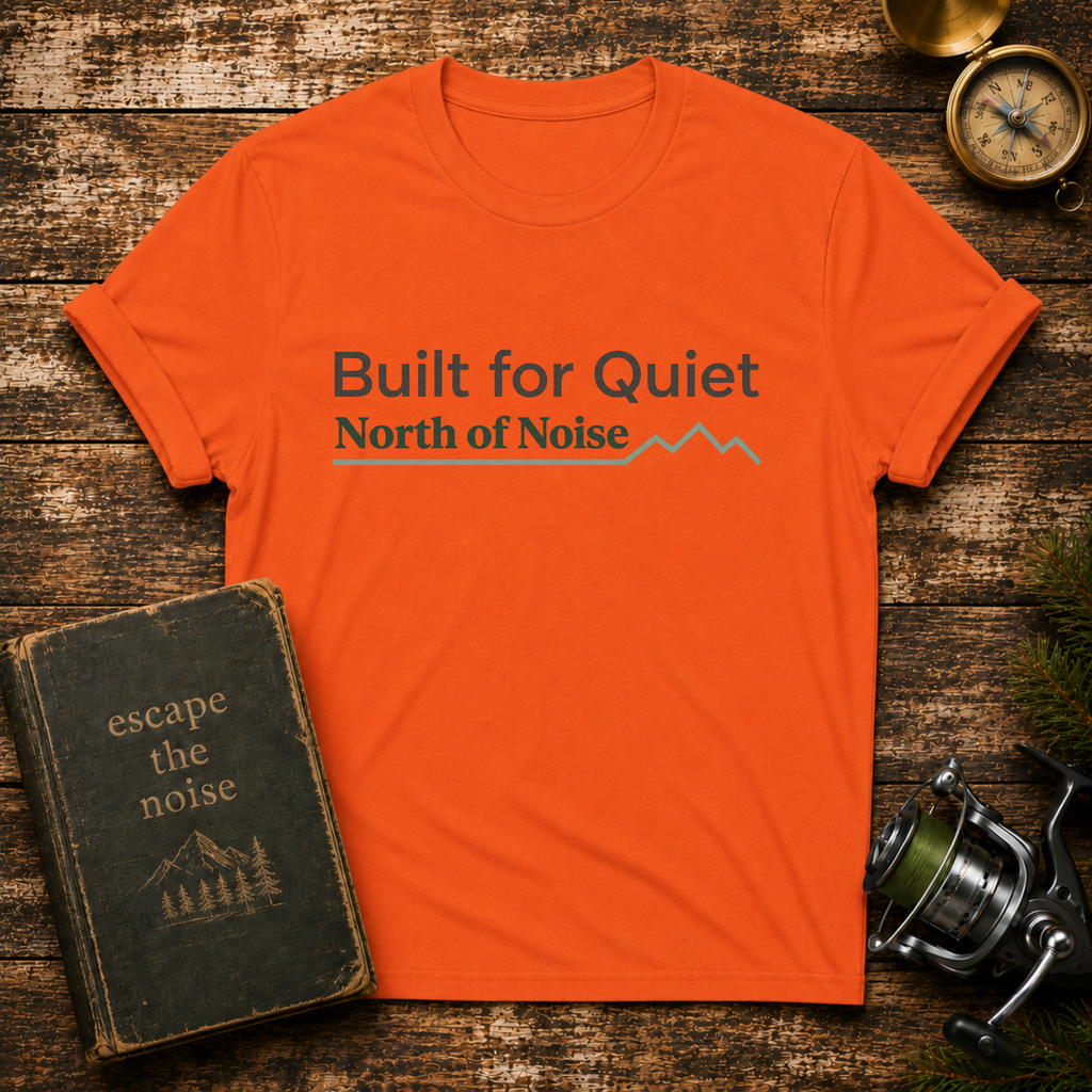 Built for Quiet T-Shirt — "North of Noise" Minimal Mountain Tee