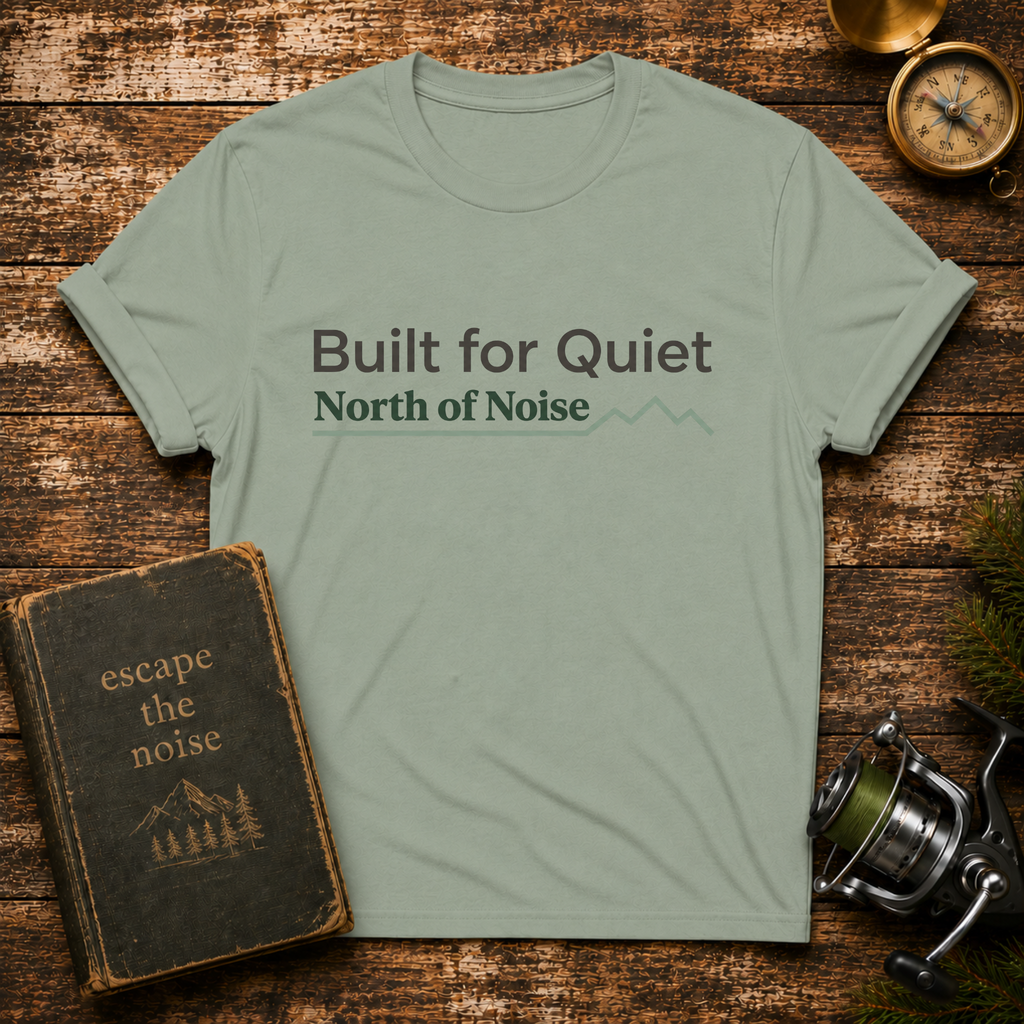 Built for Quiet T-Shirt — "North of Noise" Minimal Mountain Tee
