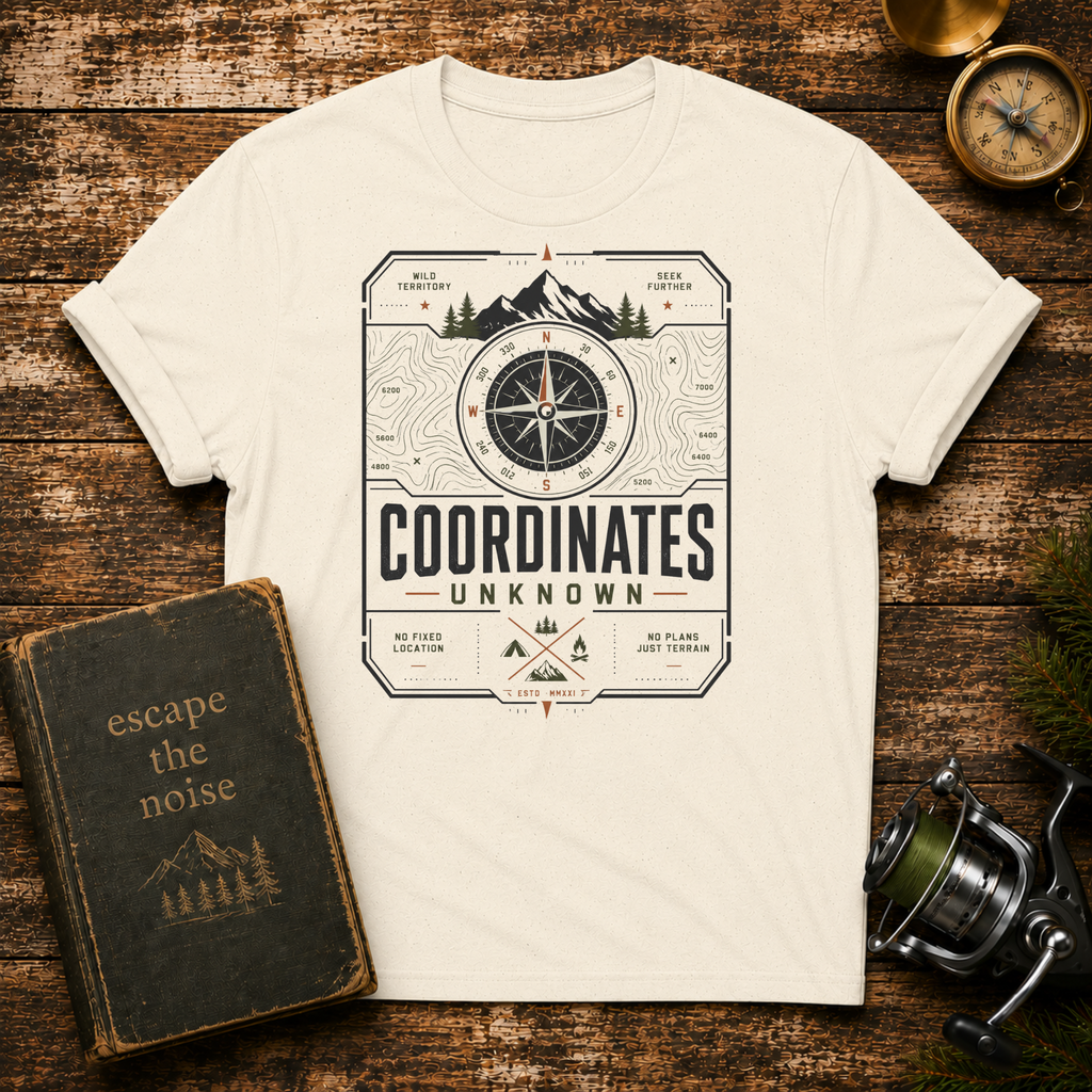 Coordinates Unknown T-Shirt — Compass Adventure Graphic Tee
