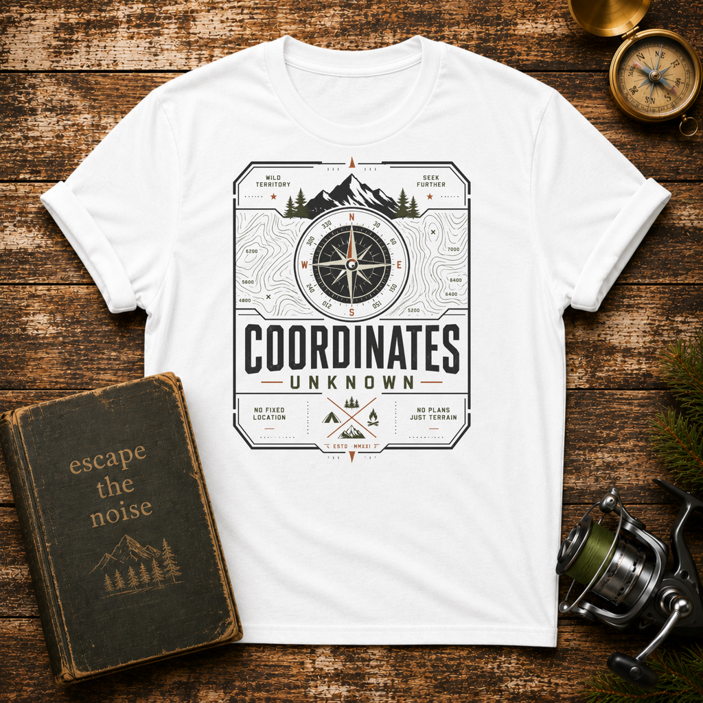 Coordinates Unknown T-Shirt — Compass Adventure Graphic Tee