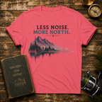 T-Shirt — "Less Noise. More North." Mountain Lake Graphic Tee