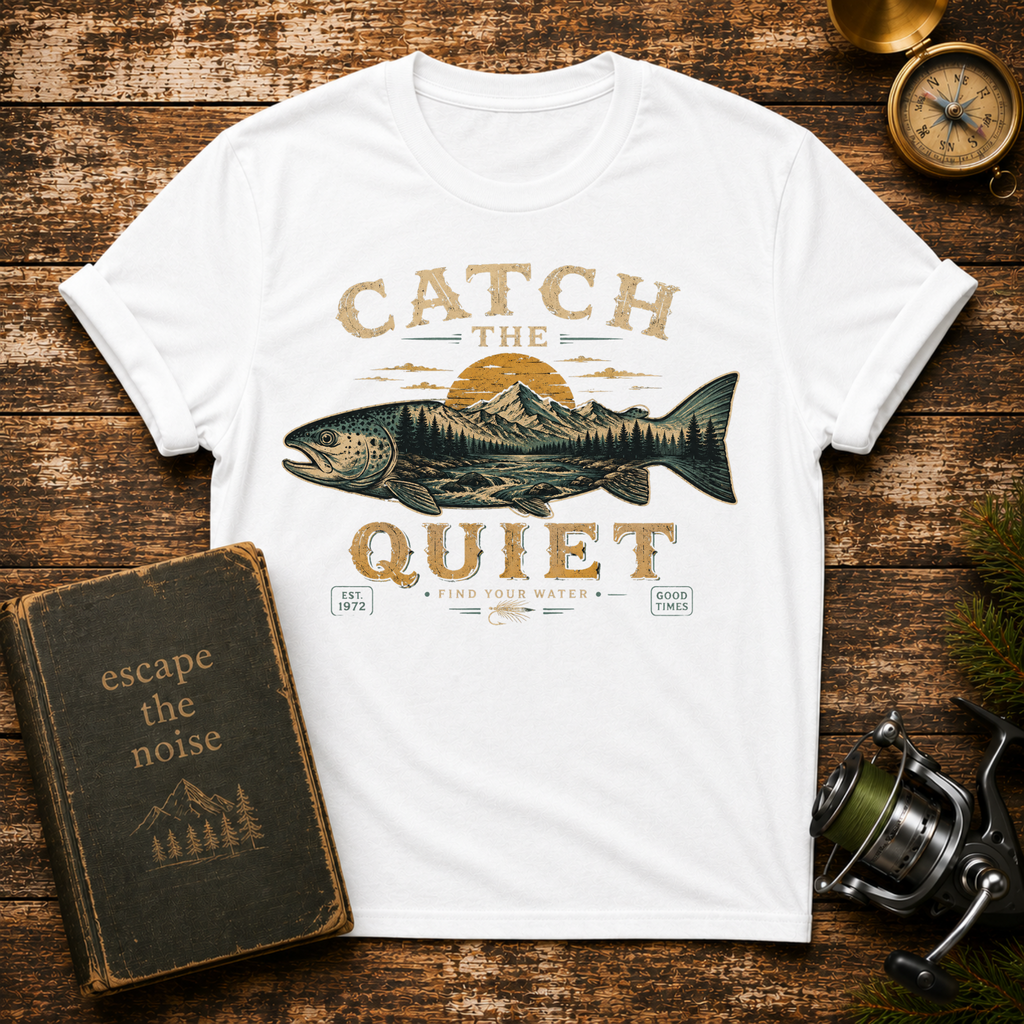 Catch the Quiet Fishing T-Shirt — Vintage Trout Outdoors Tee