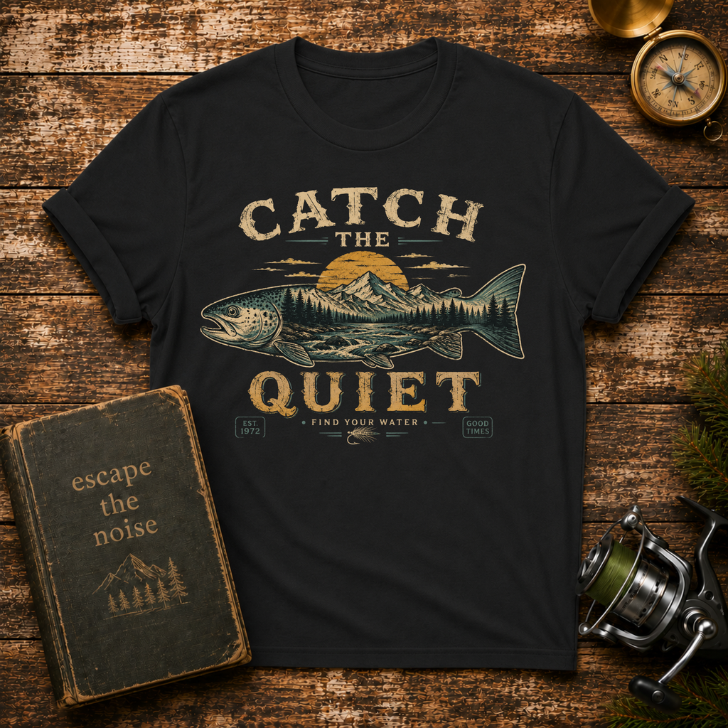 Catch the Quiet Fishing T-Shirt — Vintage Trout Outdoors Tee