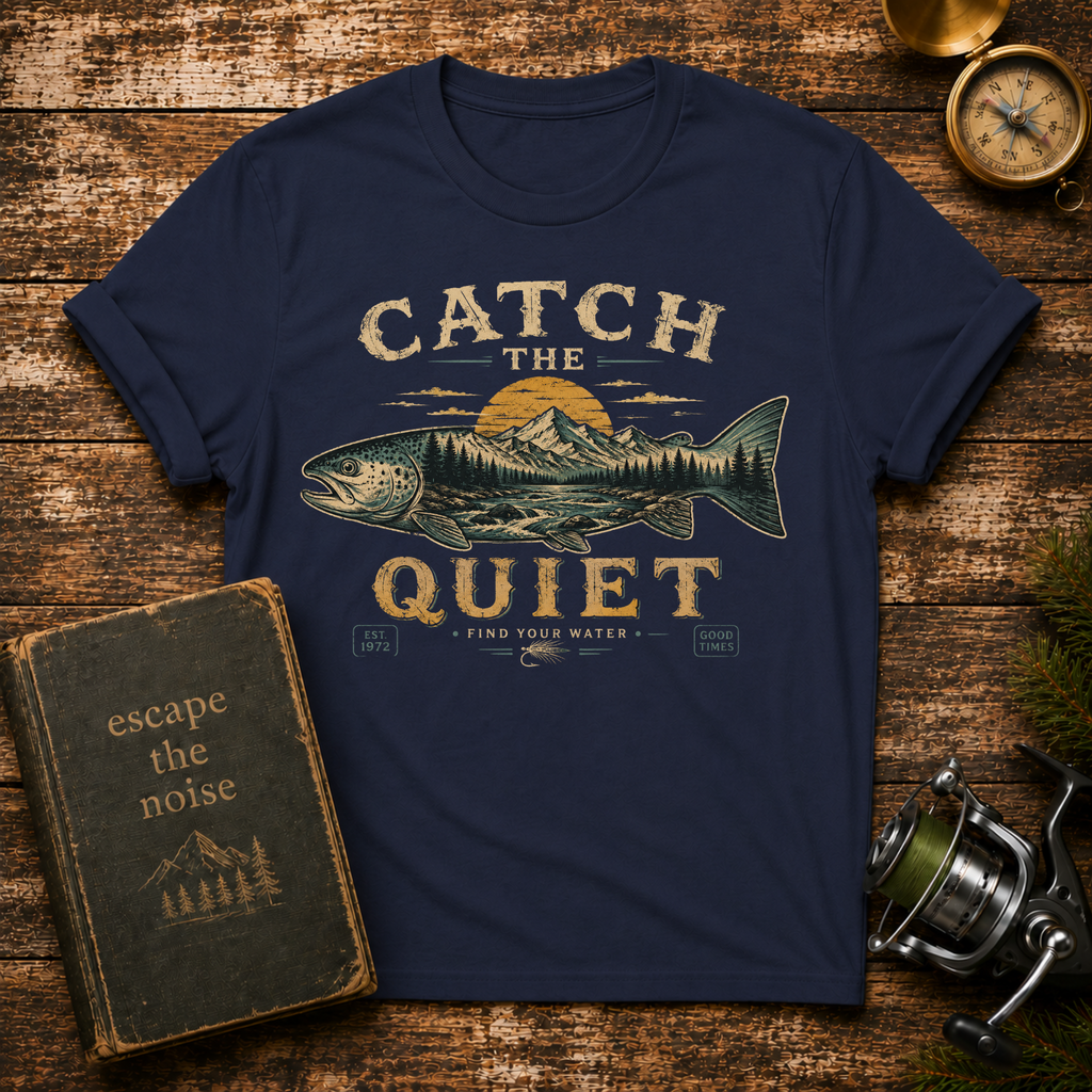 Catch the Quiet Fishing T-Shirt — Vintage Trout Outdoors Tee