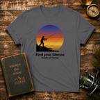 Fishing T-Shirt – "Find Your Silence" Sunset Angler Tee