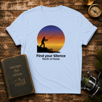 Fishing T-Shirt – "Find Your Silence" Sunset Angler Tee