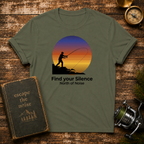 Fishing T-Shirt – "Find Your Silence" Sunset Angler Tee