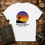Fishing T-Shirt – "Find Your Silence" Sunset Angler Tee