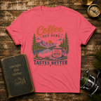 Coffee Out Here T-Shirt — Outdoorsy Vintage Camper Coffee Tee