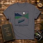 Quiet Waters Division T‑Shirt — Minimal Boat Lake Graphic Tee