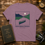 Quiet Waters Division T‑Shirt — Minimal Boat Lake Graphic Tee