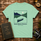 Quiet Waters Division T‑Shirt — Minimal Boat Lake Graphic Tee