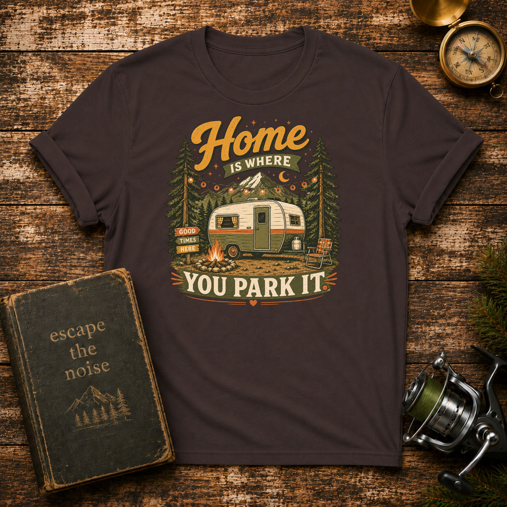 T-Shirt — "Home Is Where You Park It" Vintage Camper Graphic