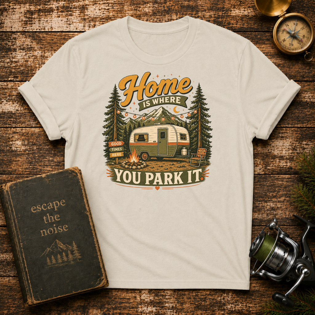 T-Shirt — "Home Is Where You Park It" Vintage Camper Graphic