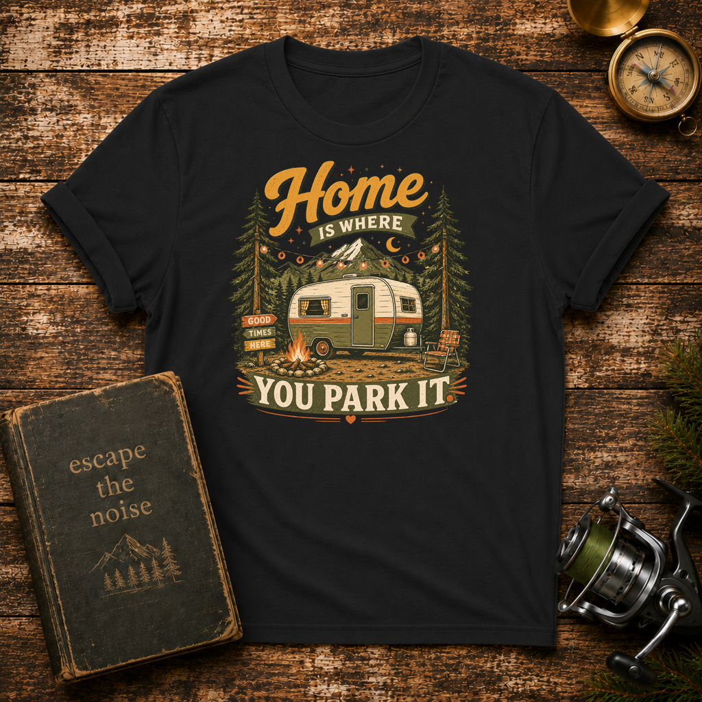 T-Shirt — "Home Is Where You Park It" Vintage Camper Graphic