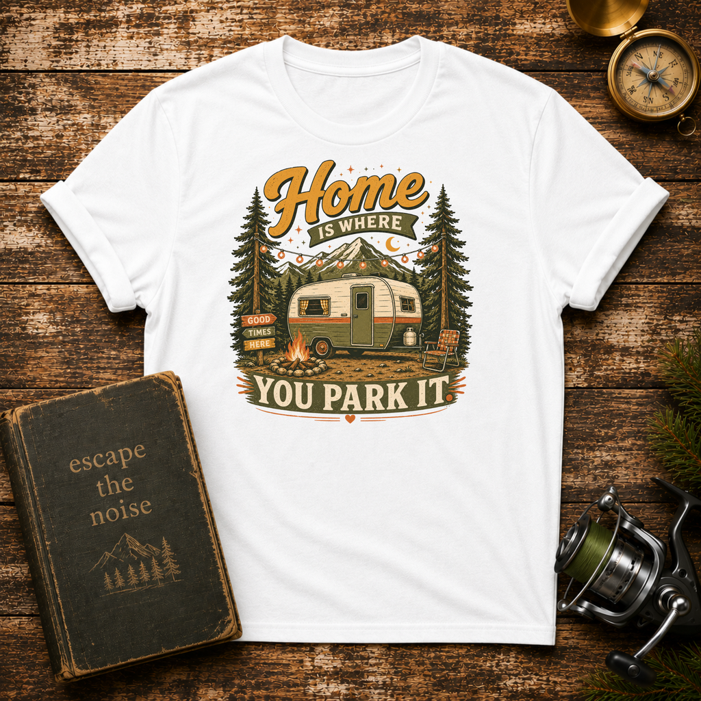 T-Shirt — "Home Is Where You Park It" Vintage Camper Graphic