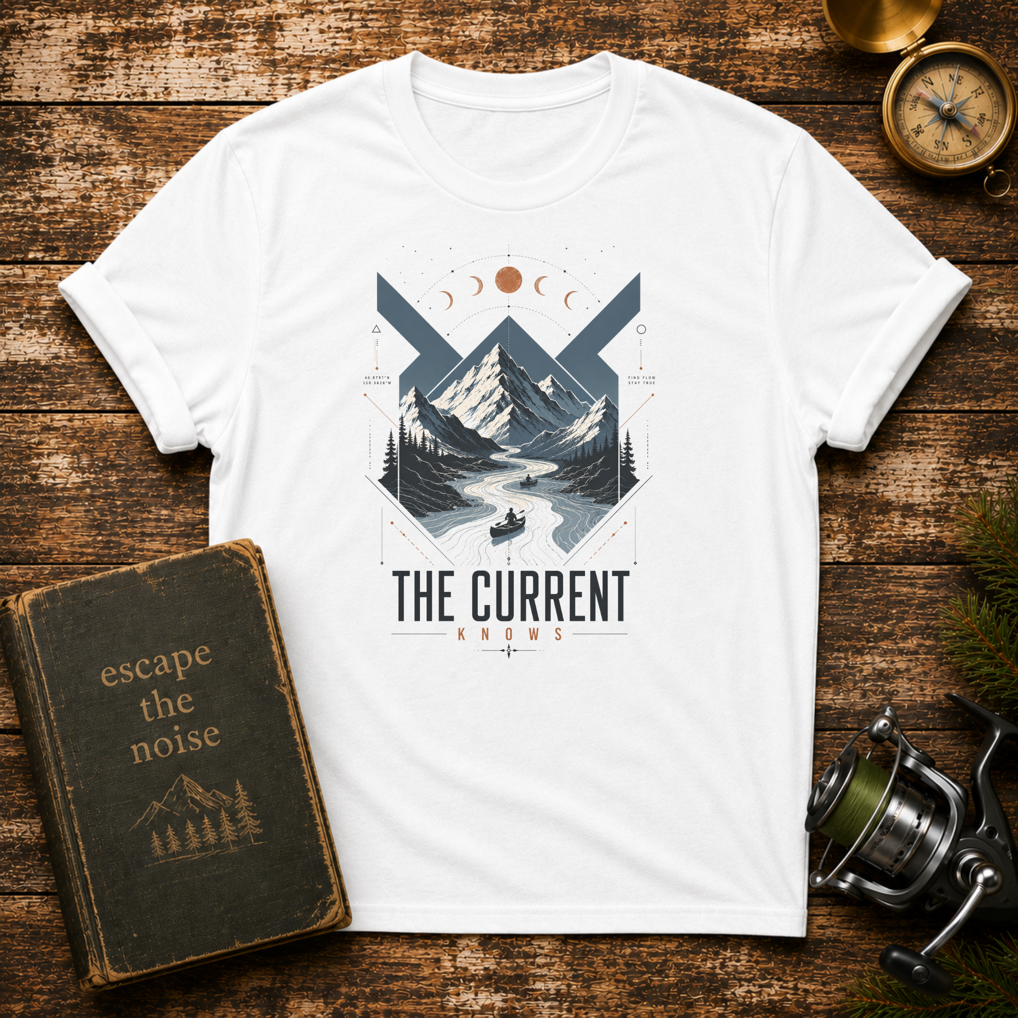 Mountain River T-Shirt – "The Current" Adventure Graphic Tee