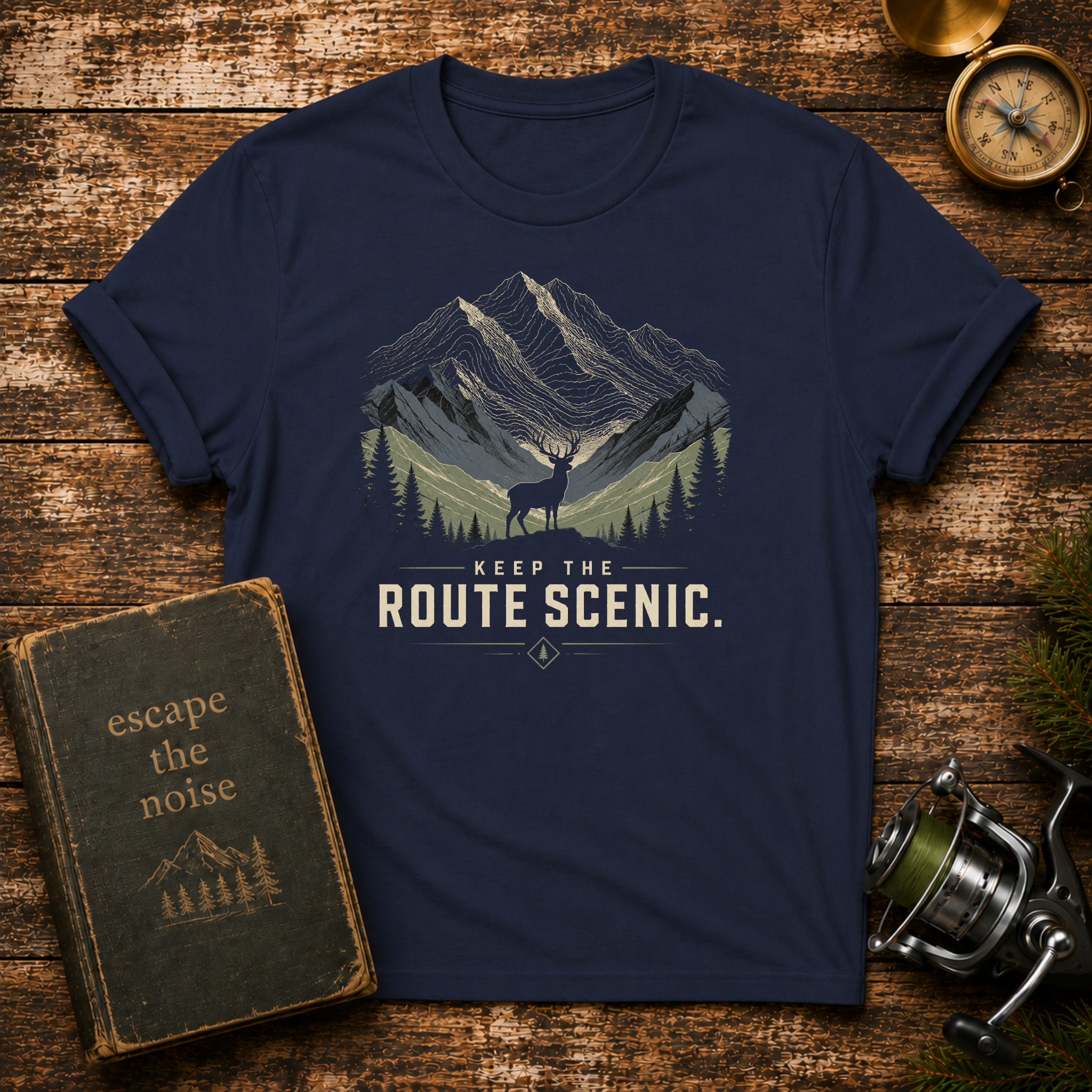 Scenic Route Mountain T-Shirt — 'Keep the Route Scenic' Adventure Tee