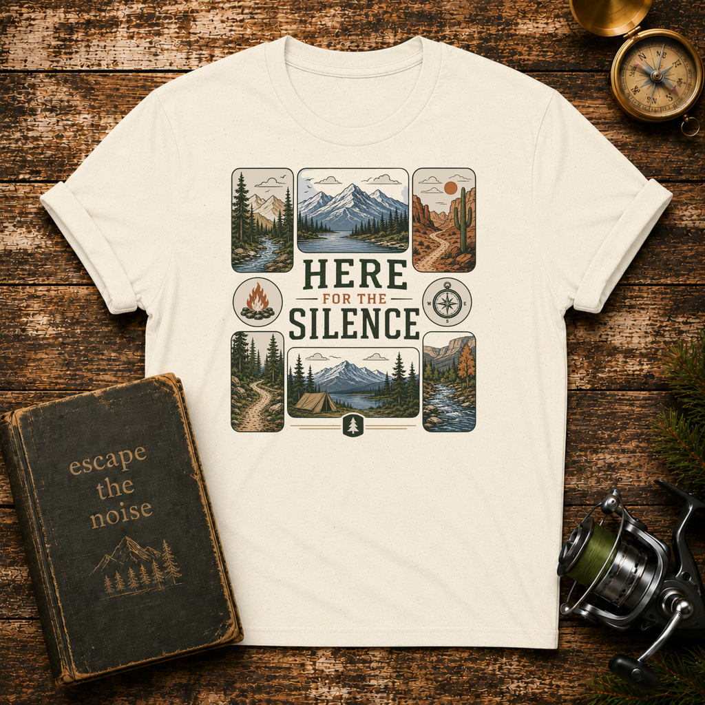 Here for the Silence Graphic T-Shirt — Vintage Mountain Nature Tee