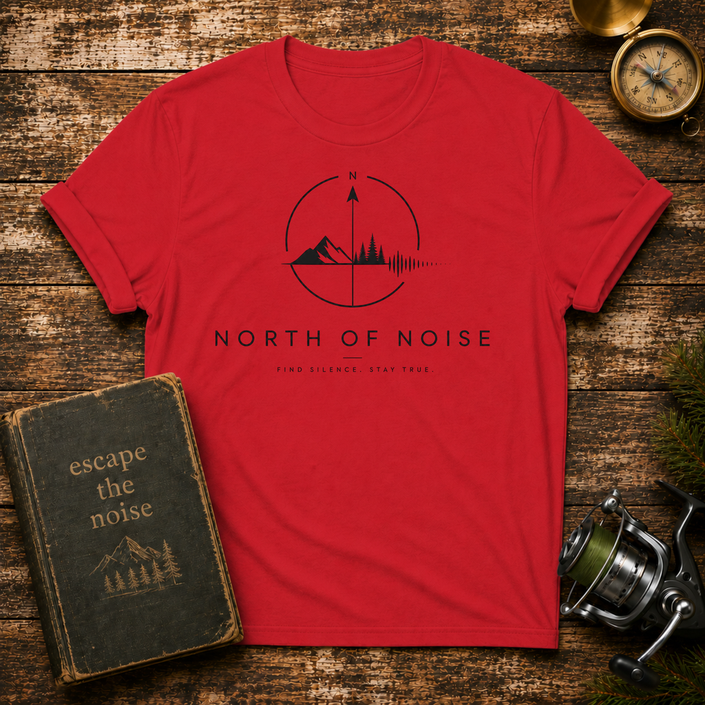 North of Noise Minimalist Graphic T-Shirt — Mountain & Soundwave Tee