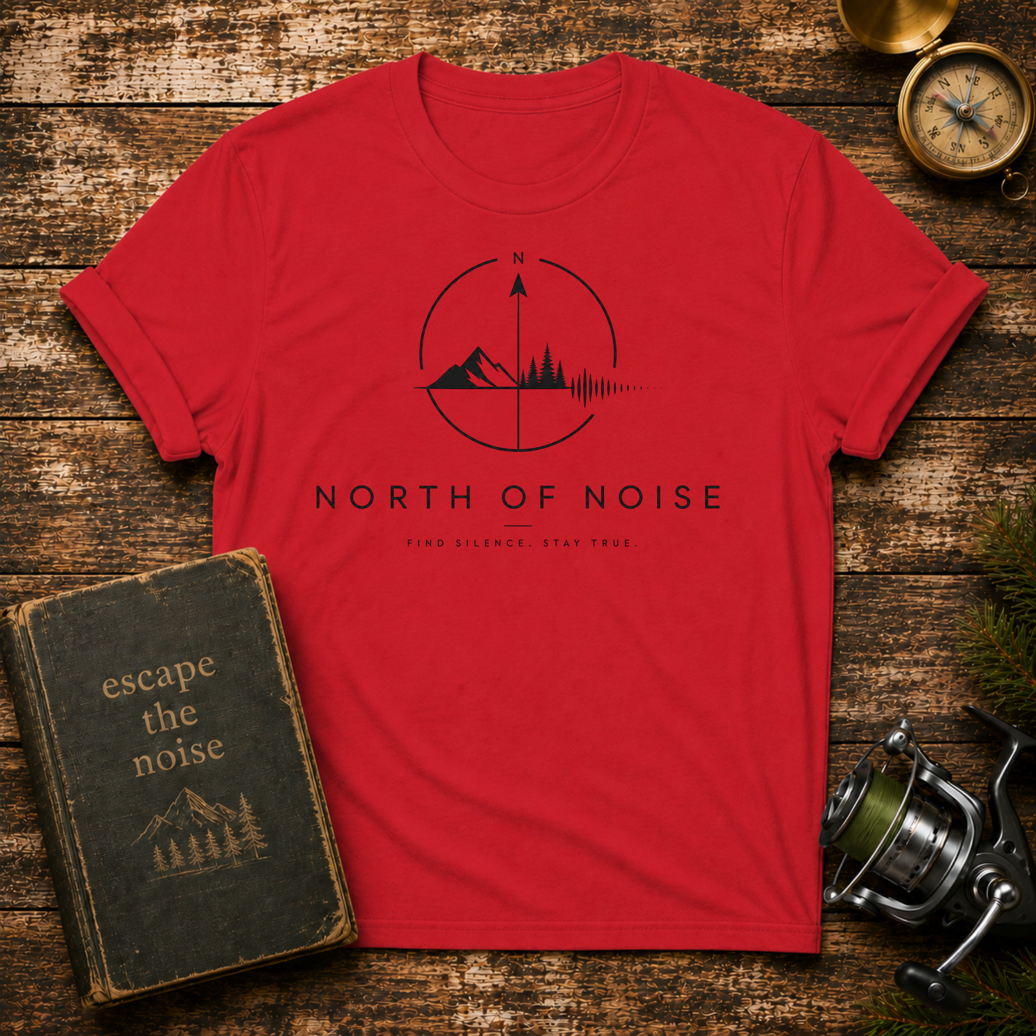 North of Noise Minimalist Graphic T-Shirt — Mountain & Soundwave Tee