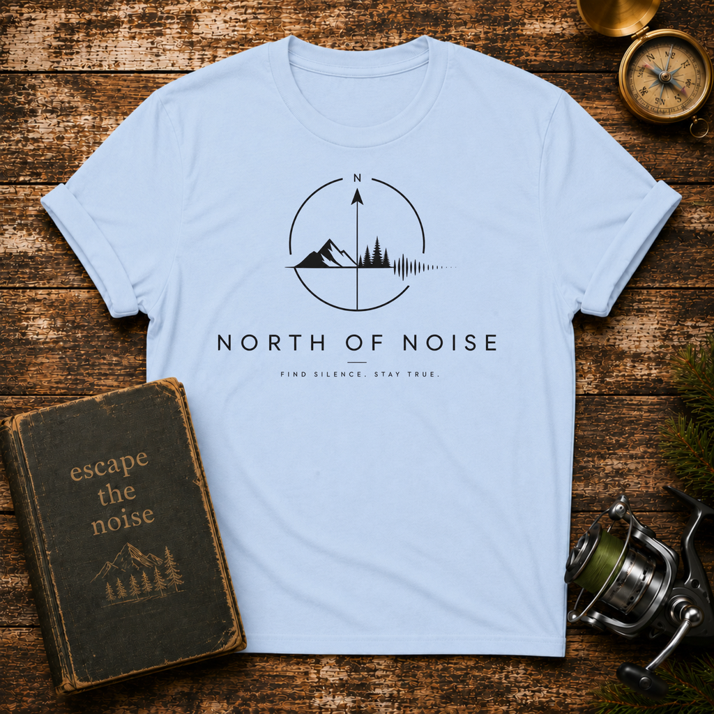 North of Noise Minimalist Graphic T-Shirt — Mountain & Soundwave Tee