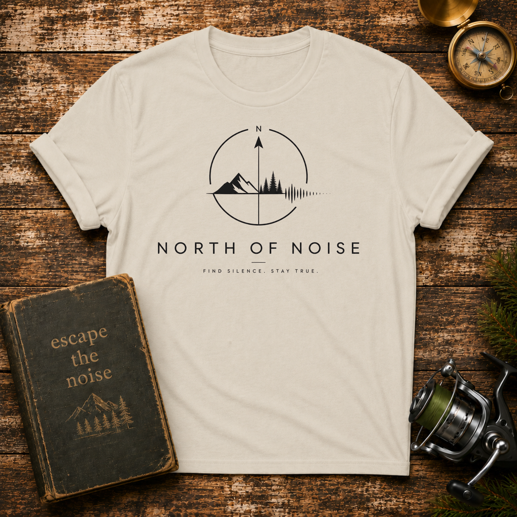 North of Noise Minimalist Graphic T-Shirt — Mountain & Soundwave Tee