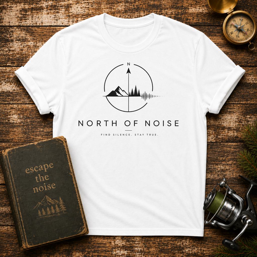 North of Noise Minimalist Graphic T-Shirt — Mountain & Soundwave Tee