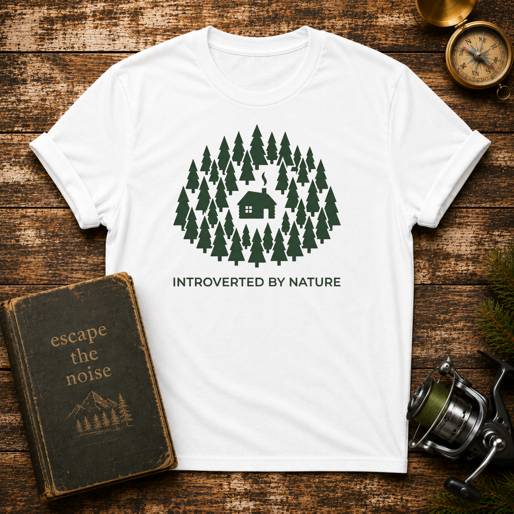 T-Shirt — "Introverted by Nature" Cabin Forest Graphic Tee