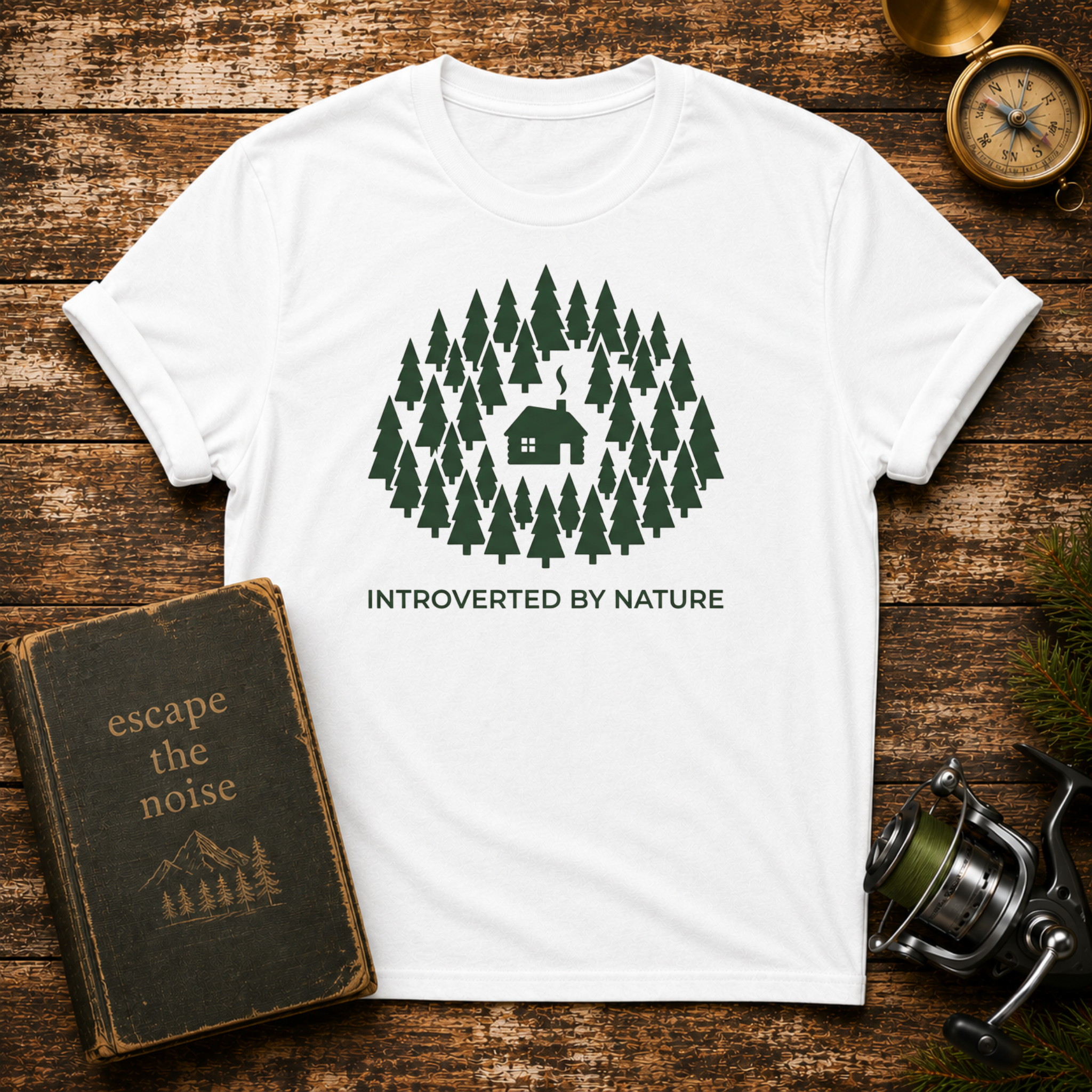 T-Shirt — "Introverted by Nature" Cabin Forest Graphic Tee
