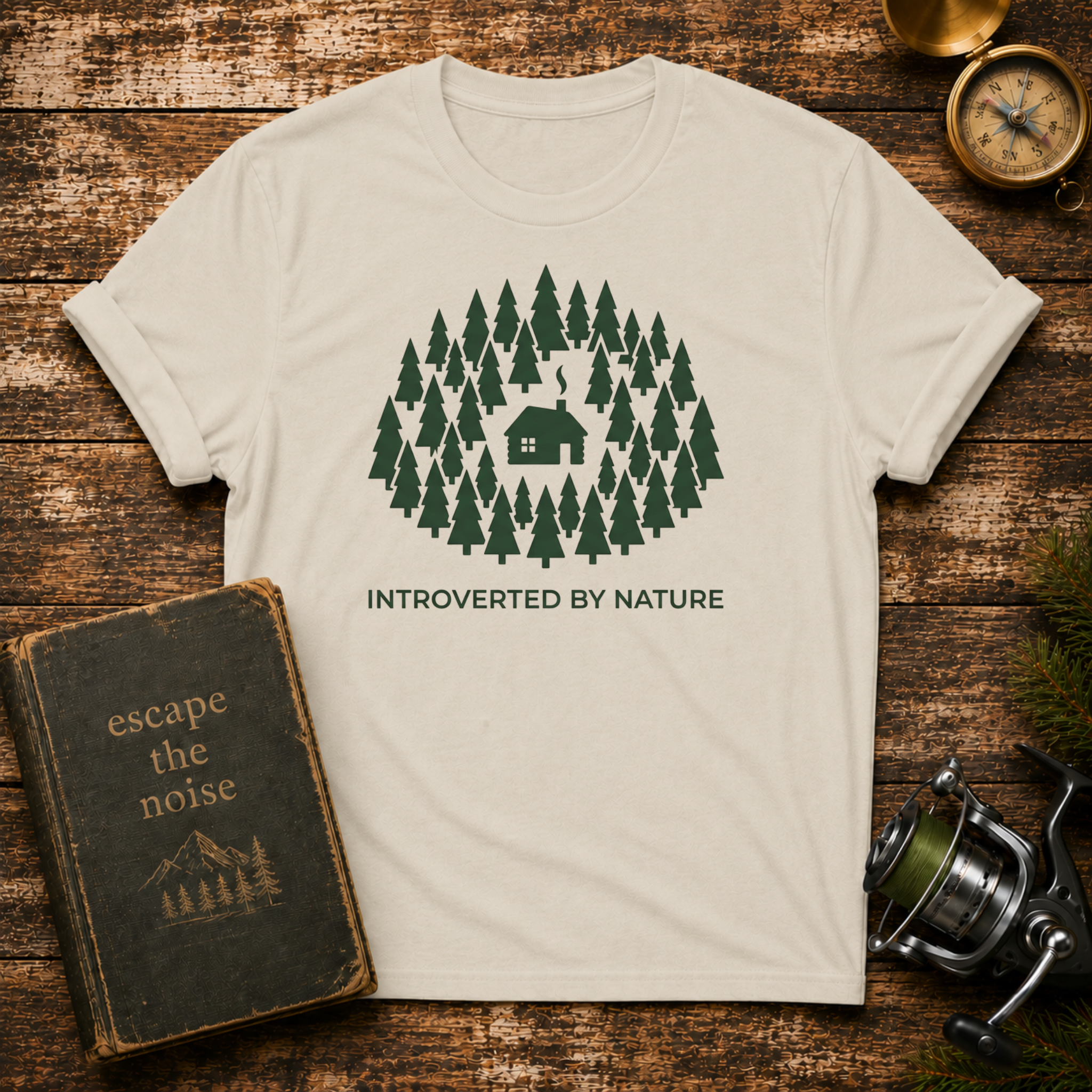 T-Shirt — "Introverted by Nature" Cabin Forest Graphic Tee