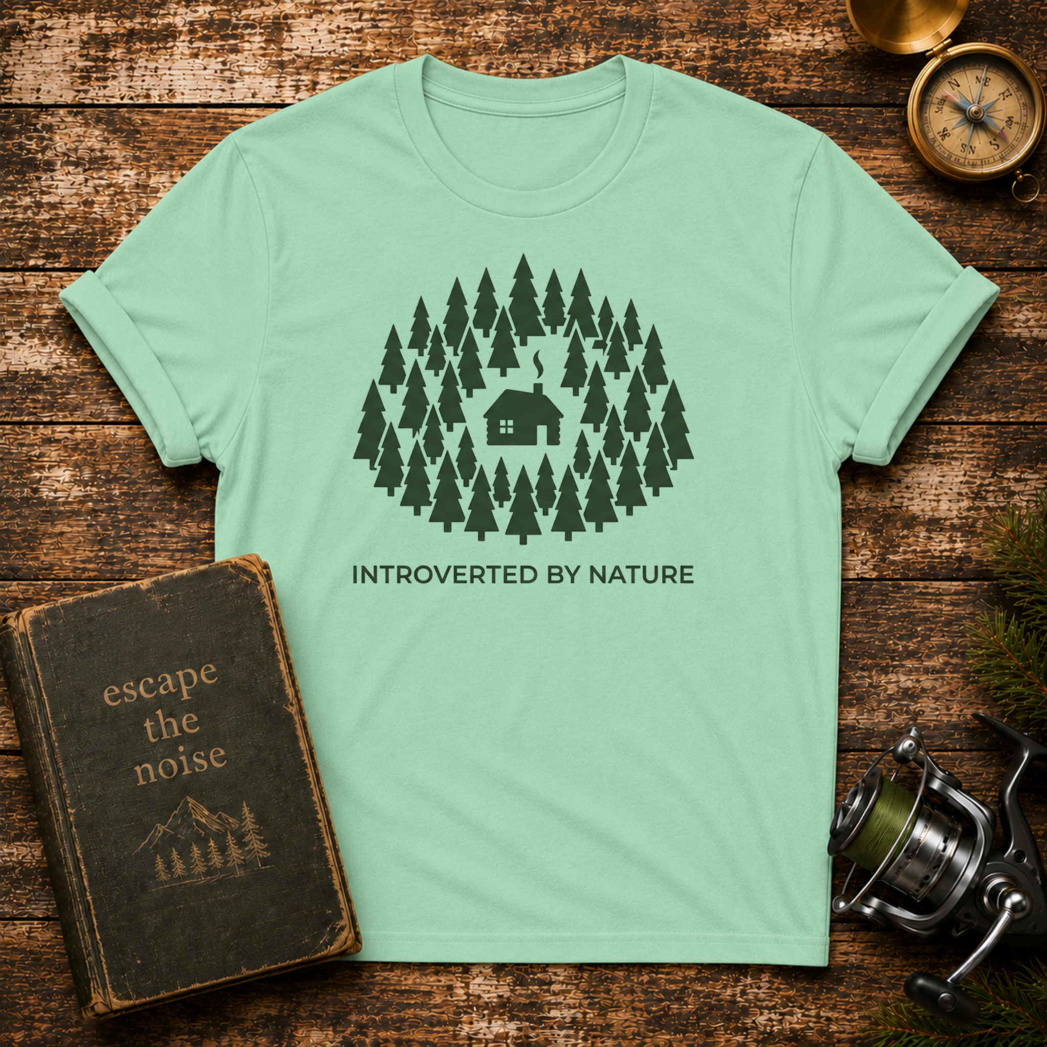 T-Shirt — "Introverted by Nature" Cabin Forest Graphic Tee