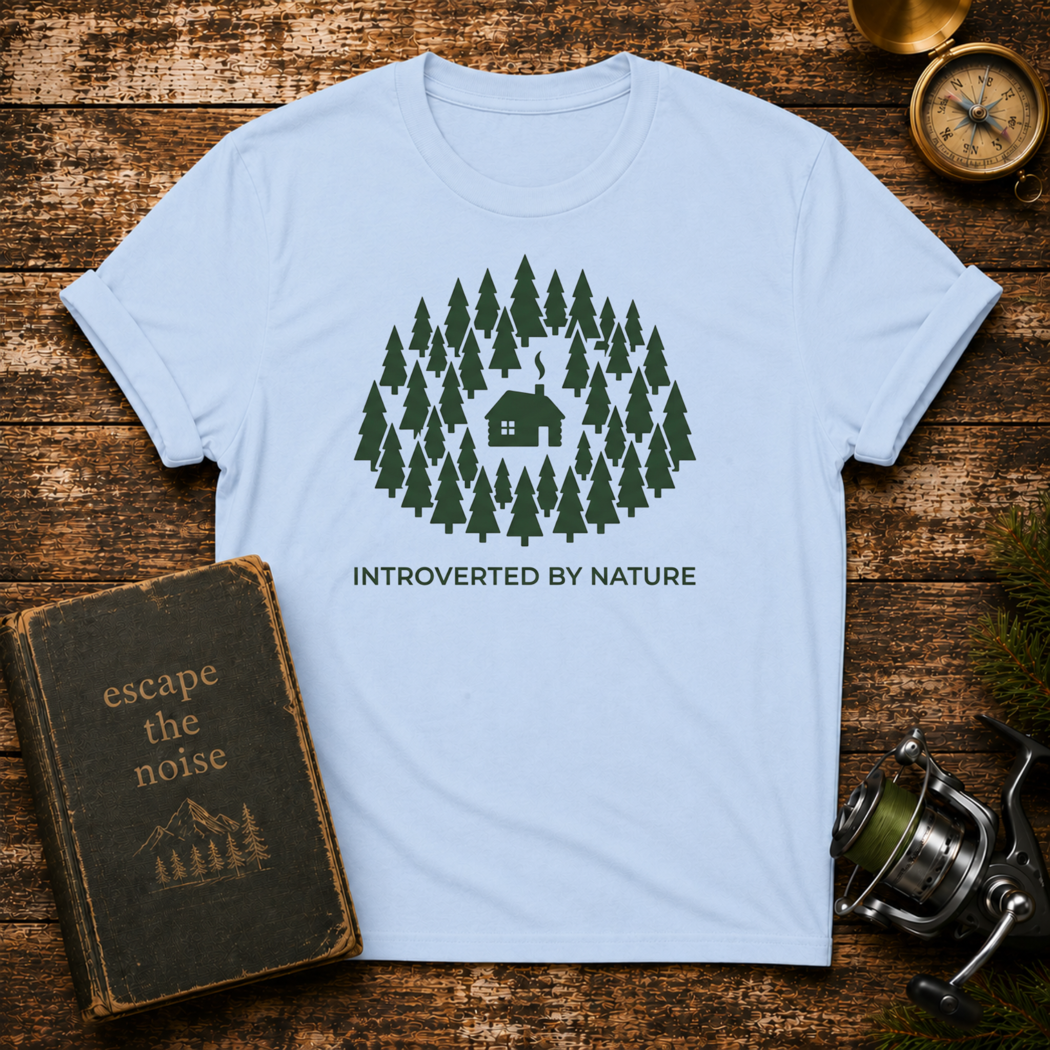 T-Shirt — "Introverted by Nature" Cabin Forest Graphic Tee