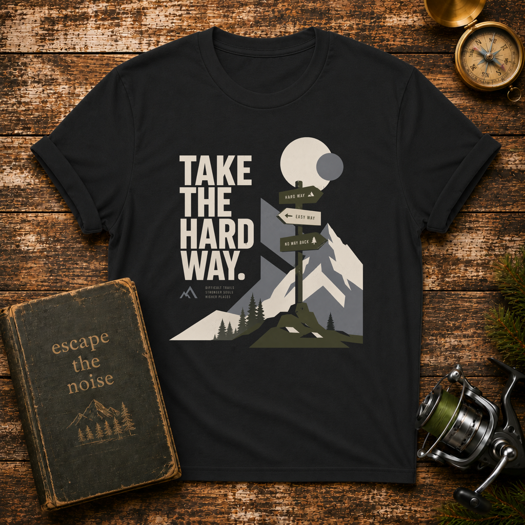 Take The Hard Way Graphic T-Shirt — Mountain Climber Adventure Tee