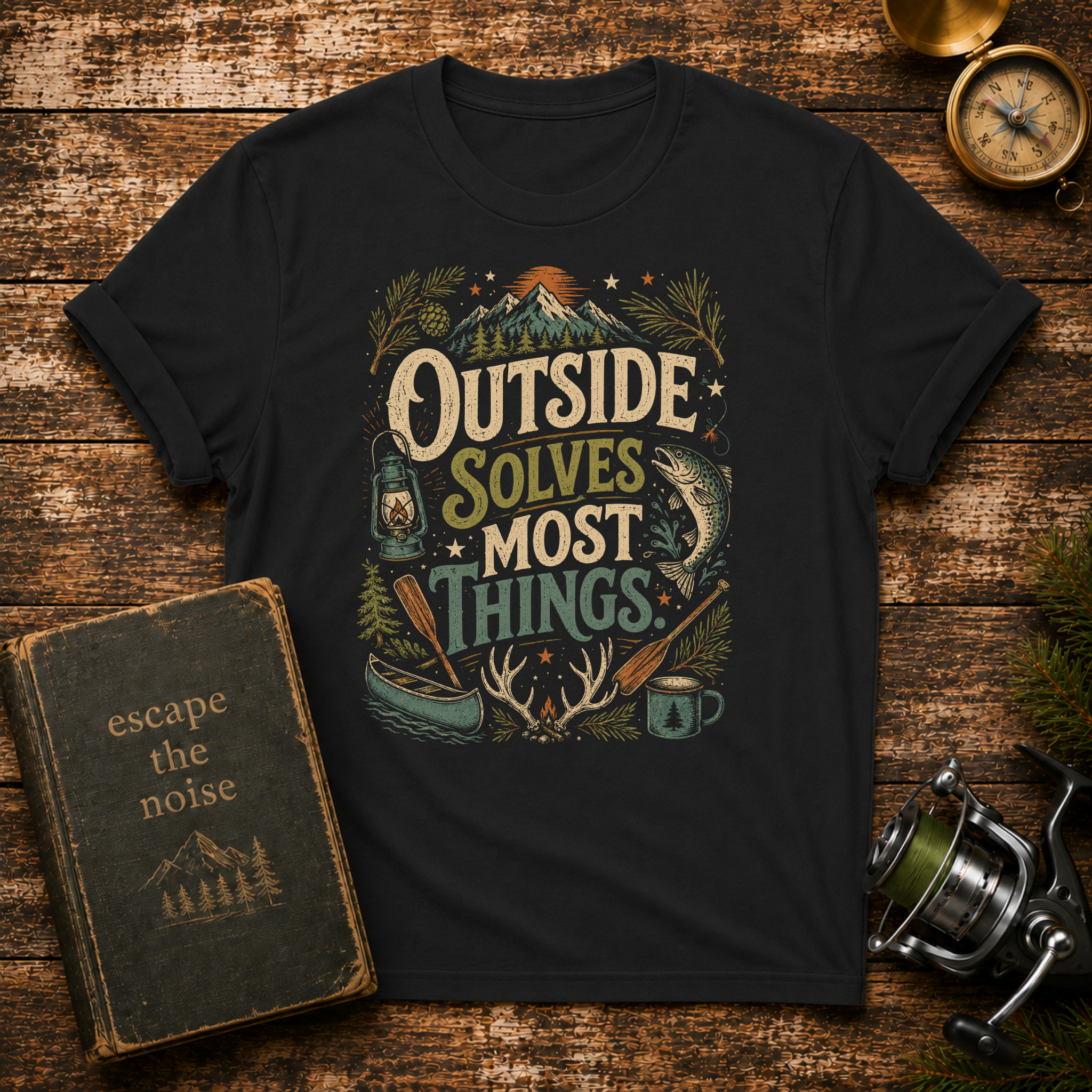 Outside Solves Most Things T-Shirt — Outdoor Adventure Graphic Tee