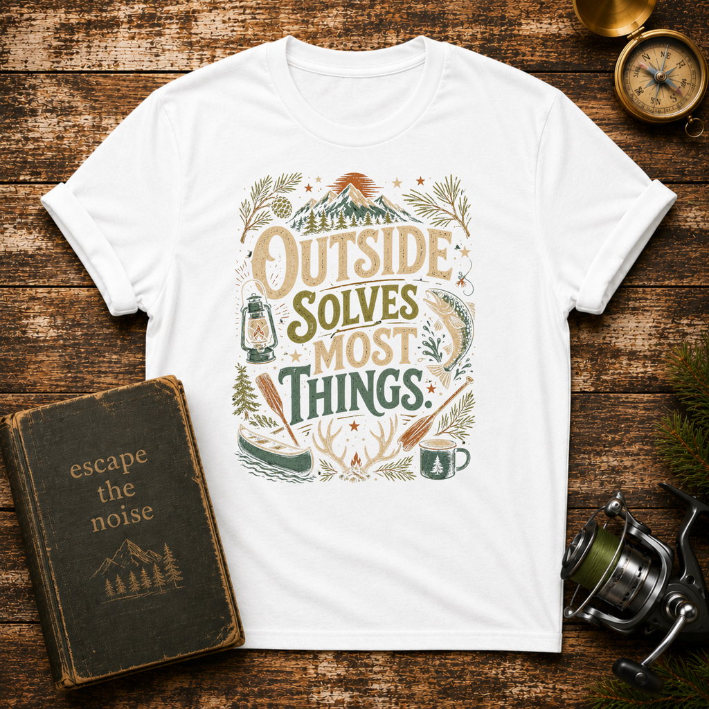 Outside Solves Most Things T-Shirt — Outdoor Adventure Graphic Tee