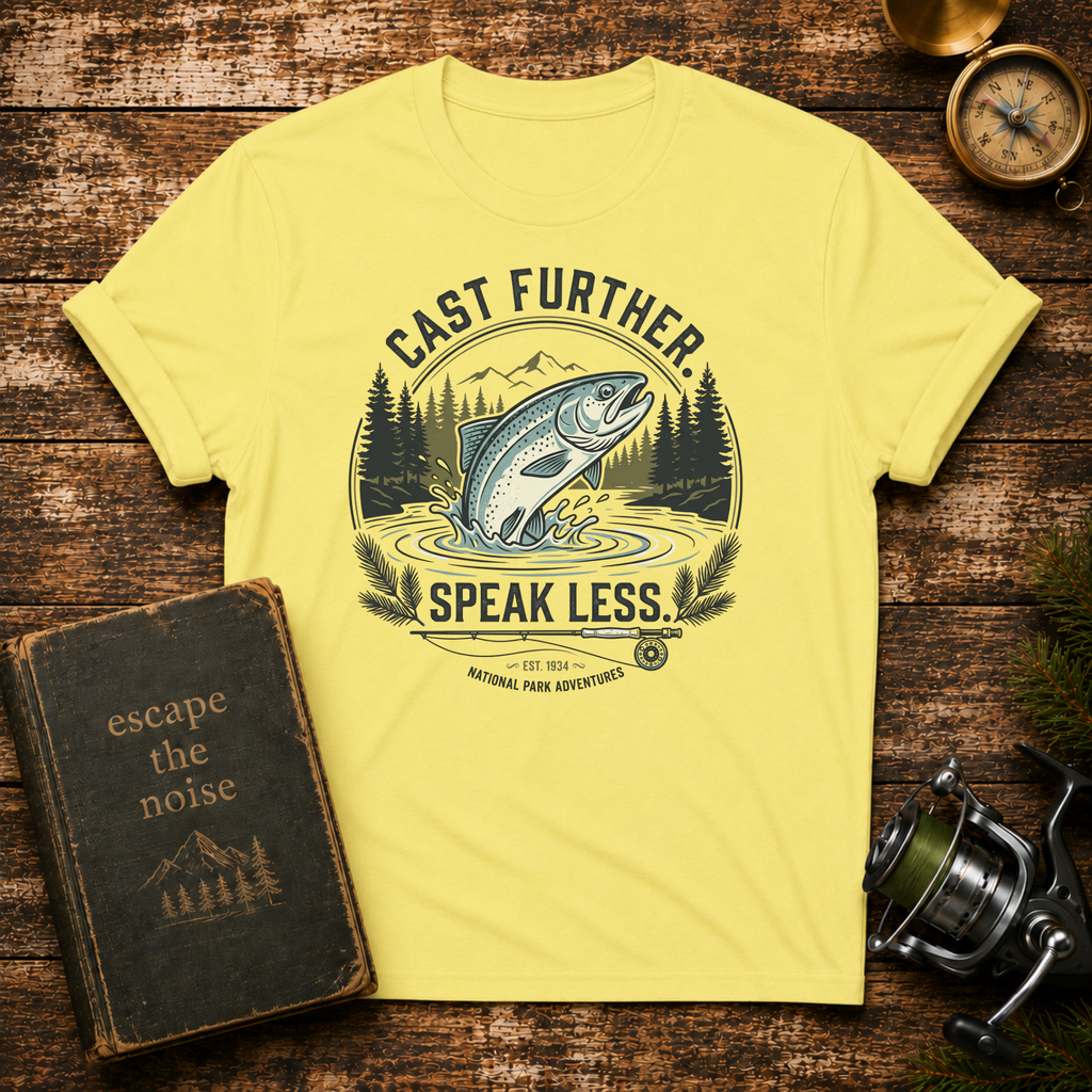 “Cast Further, Speak Less” Vintage Trout Tee
