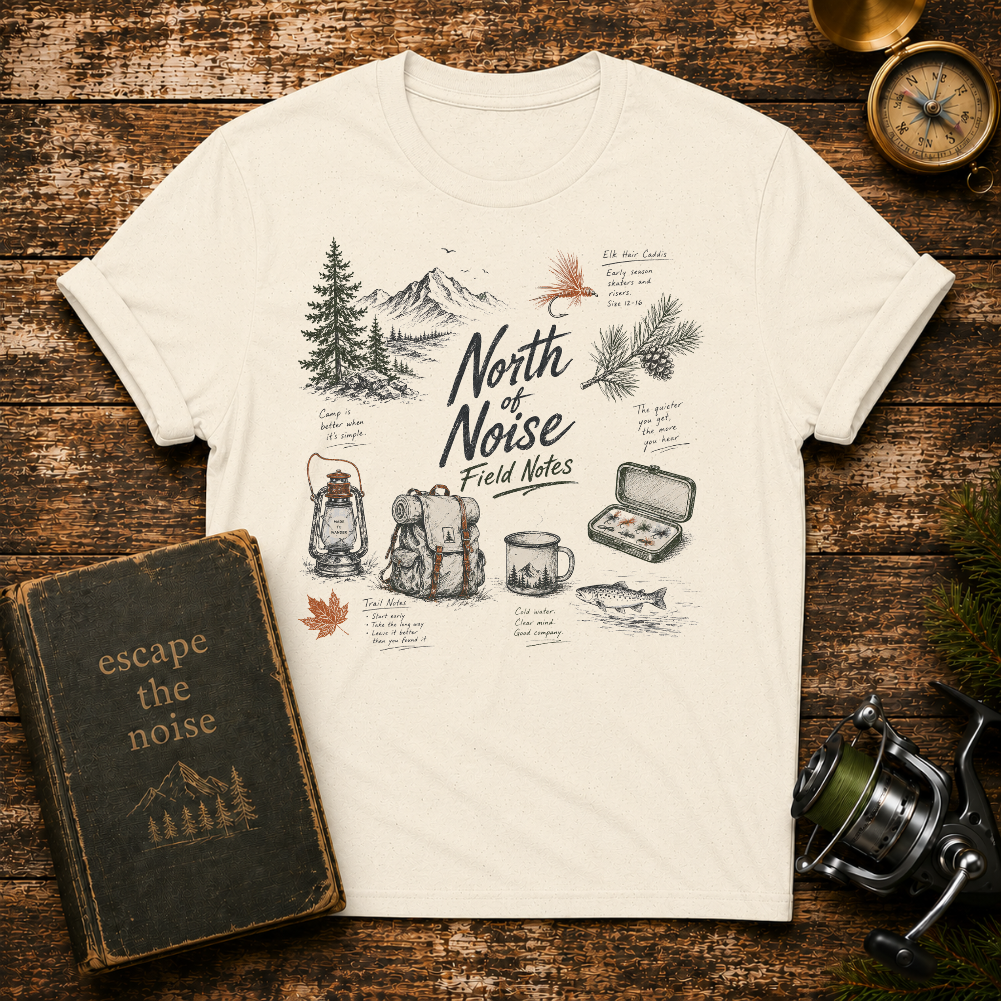 North Noise Field Notes Camping T-Shirt