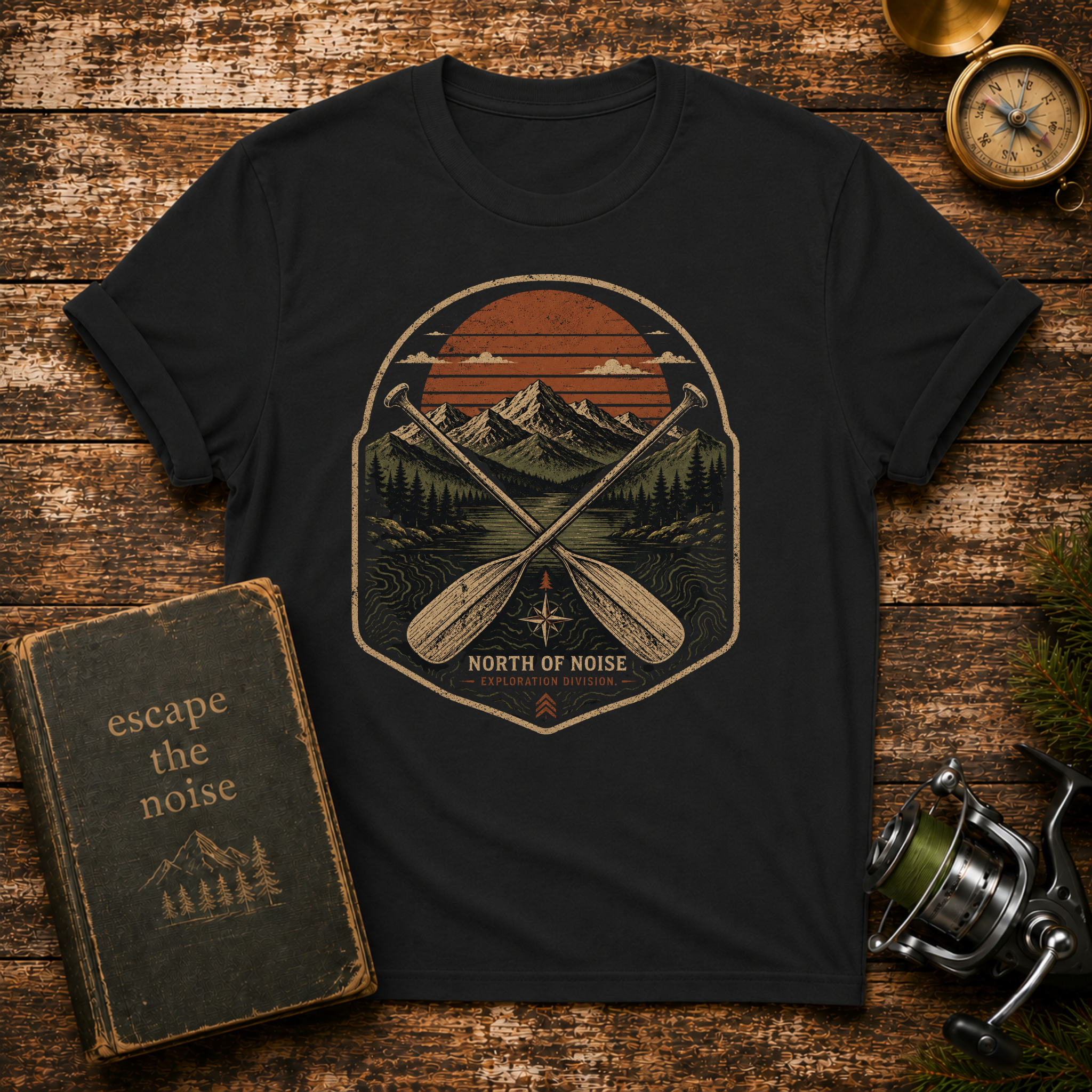 Canoe & Mountains Retro Patch T-Shirt