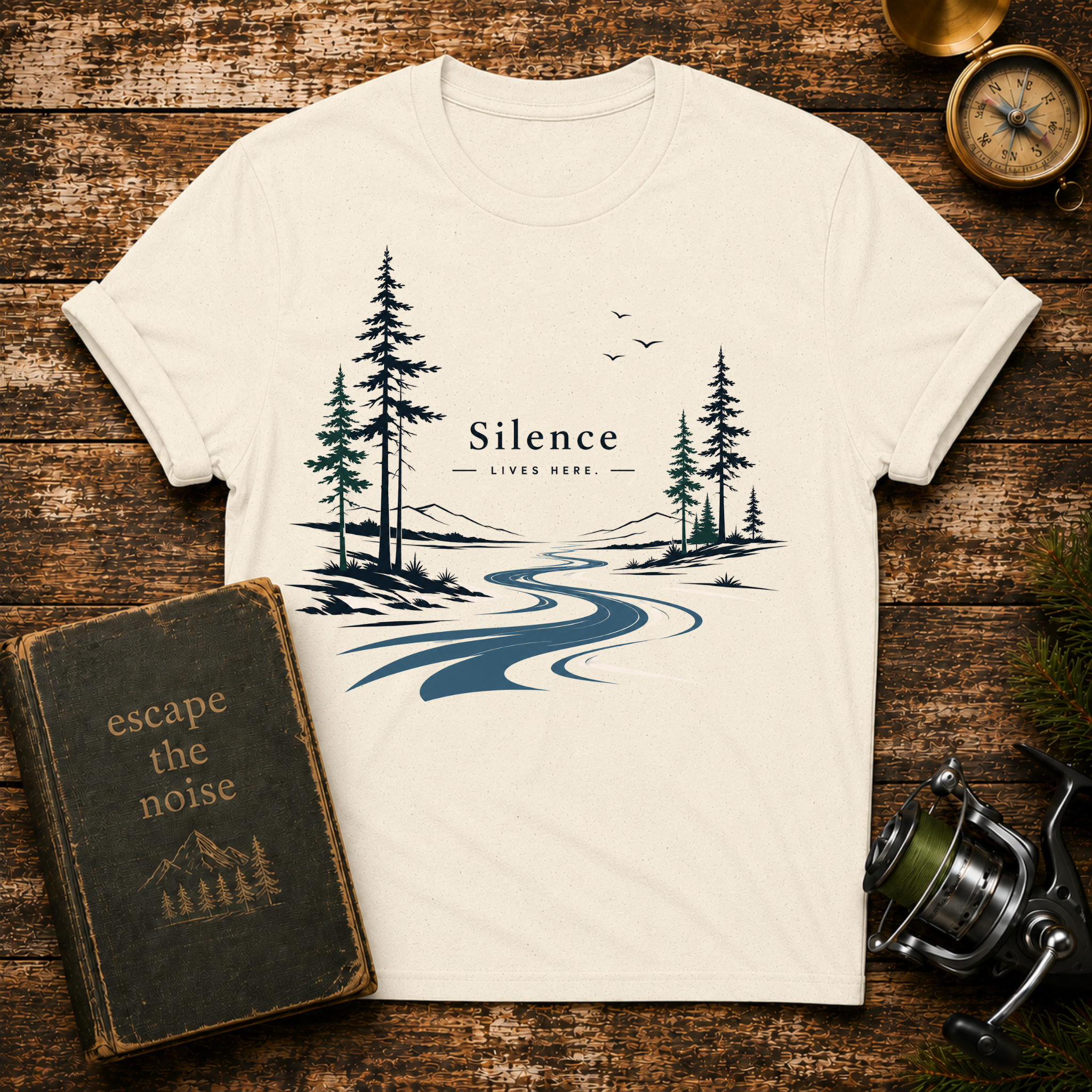 Silence Lives Here River Scenic T-Shirt