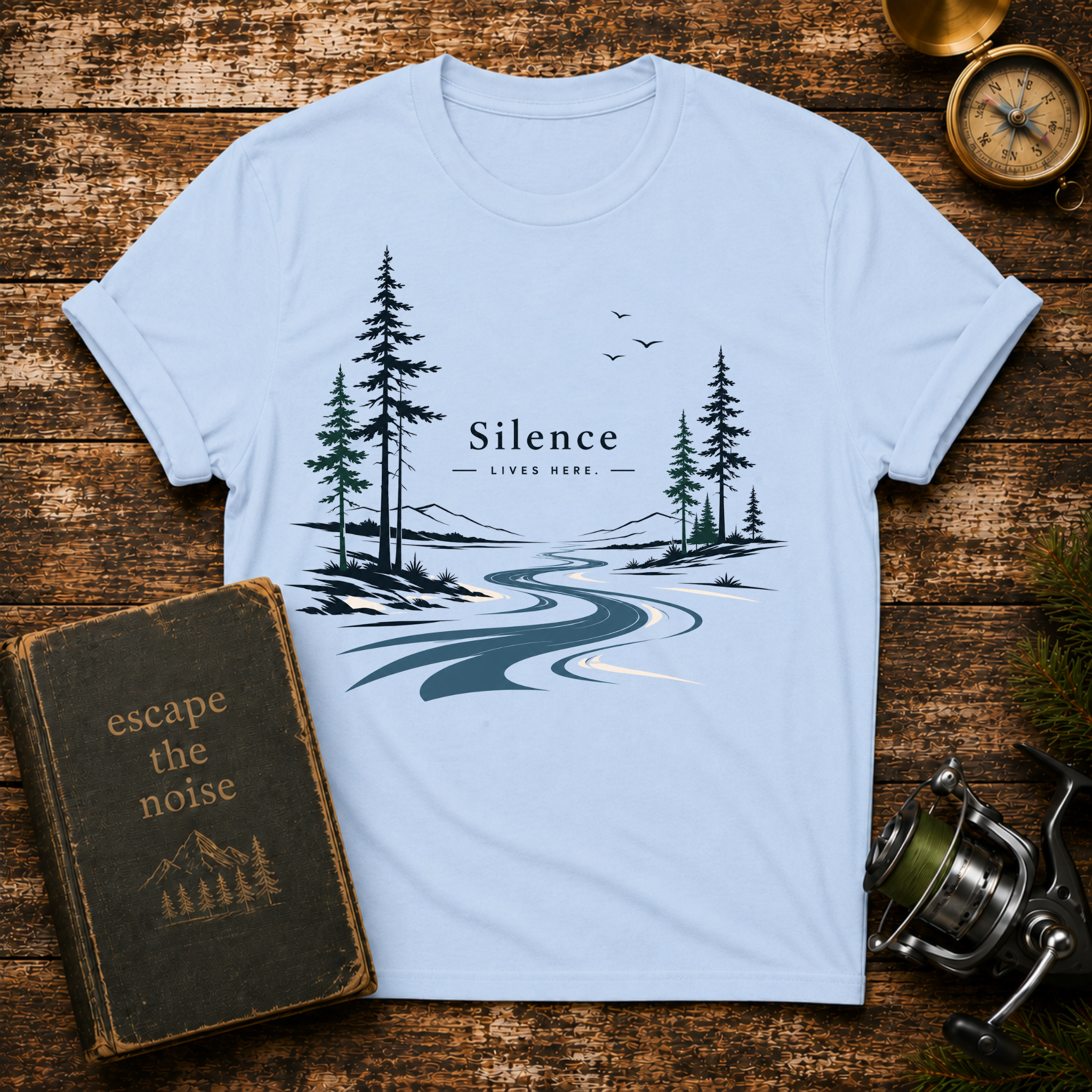 Silence Lives Here River Scenic T-Shirt