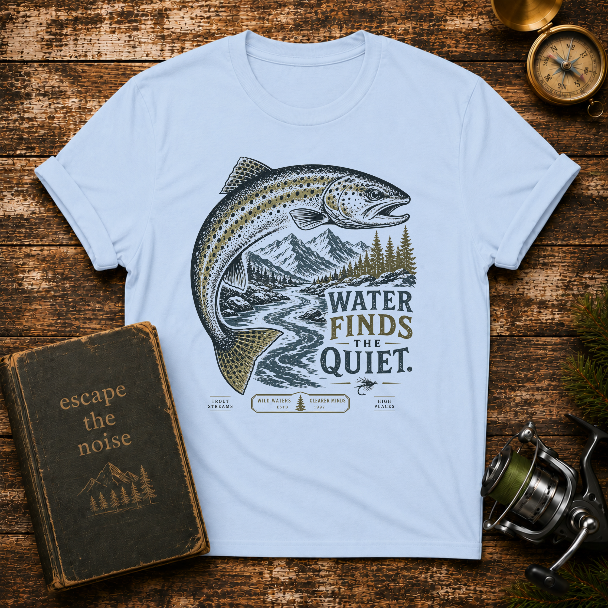 “Water Finds Quiet” Trout Graphic Tee