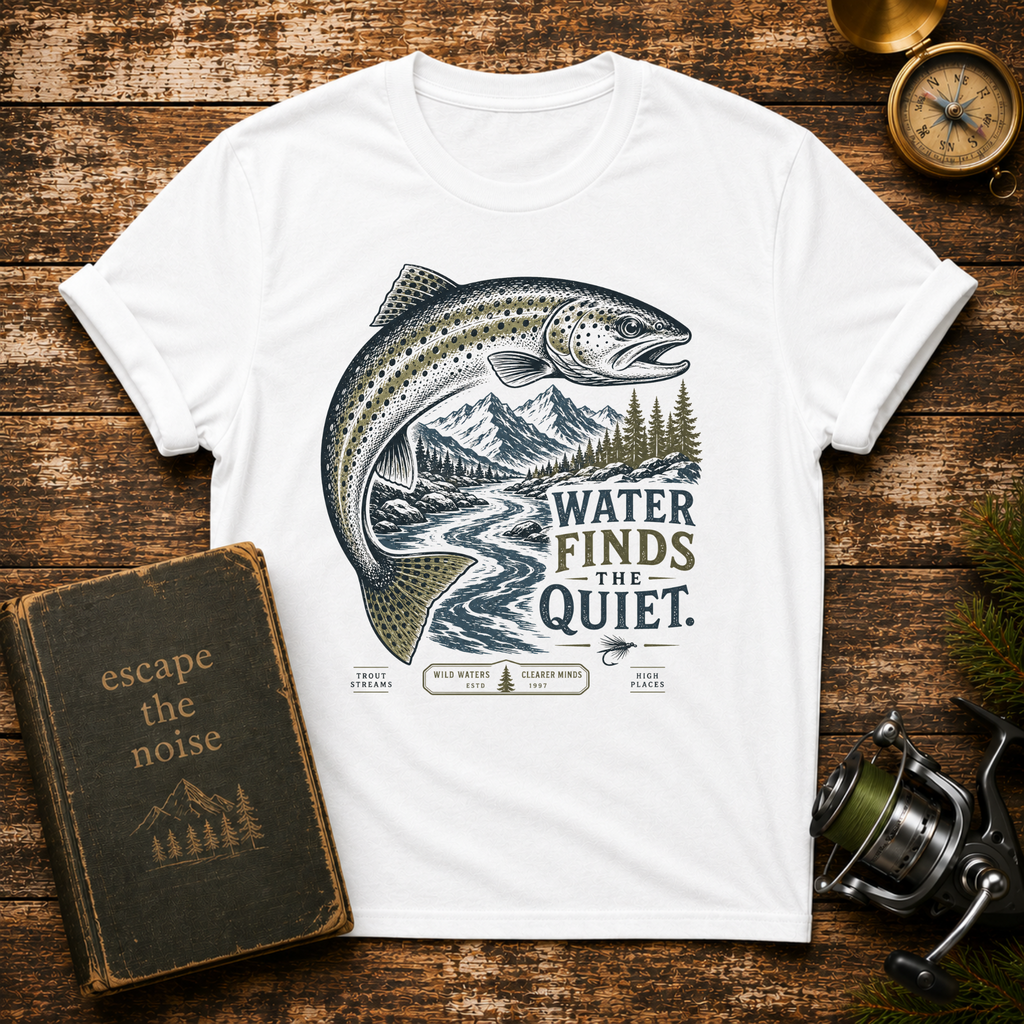 “Water Finds Quiet” Trout Graphic Tee