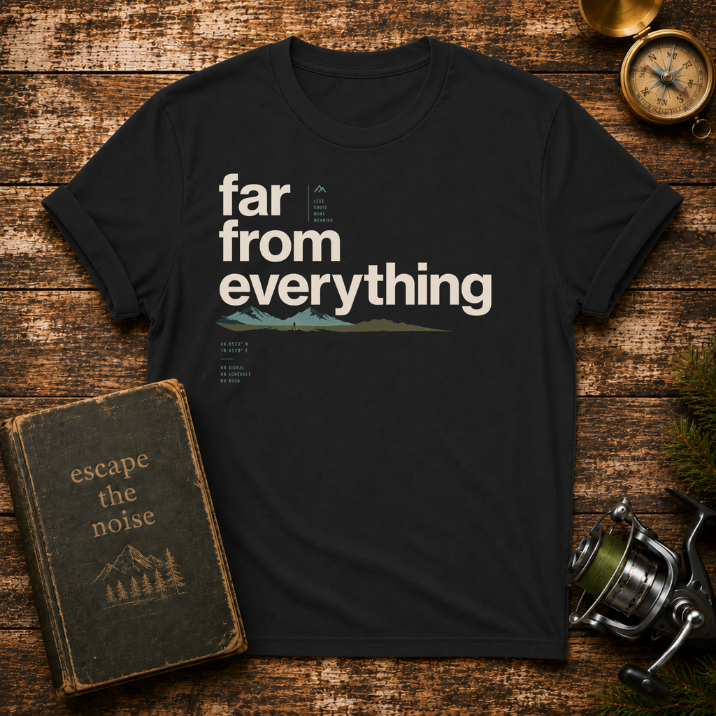 "Far From Everything" Scenic Retro Typography Tee